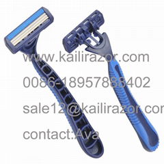 triple blade rubber handle disposable shaving razor 