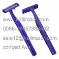 2 blade plastic handle  disposable shaving  razor  1