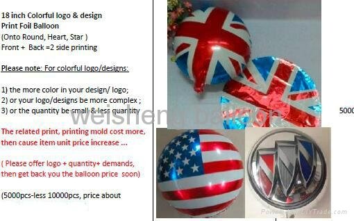 Offer Custom logo & design printing Foil Mylar Balloons 4