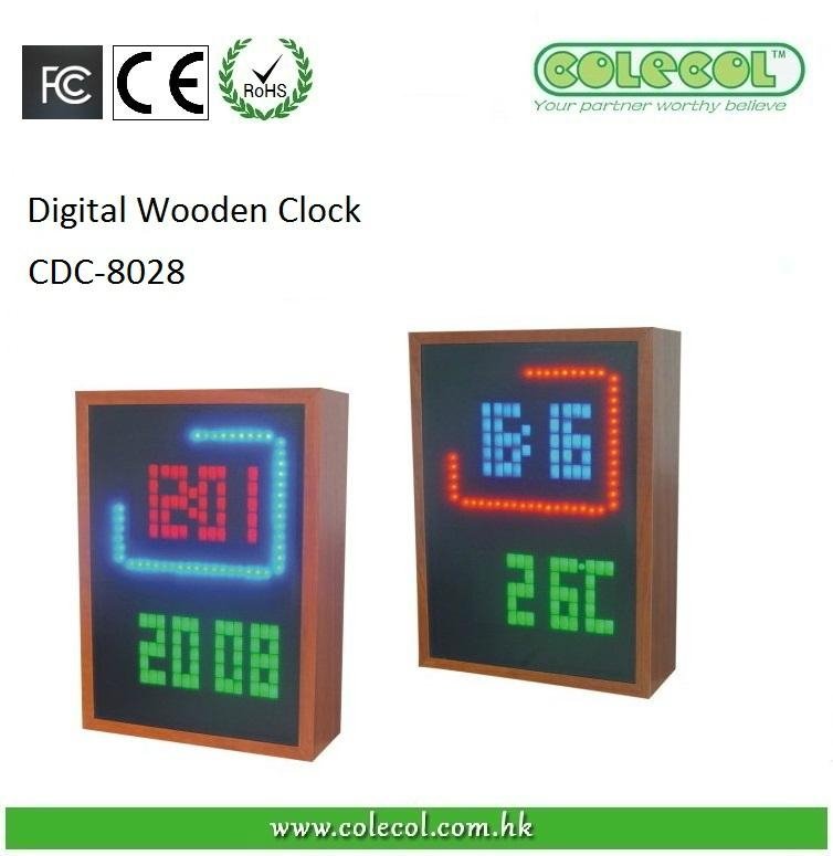 Digital wooden clock