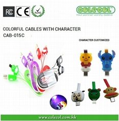 Lovely Cartoon Character LED Charging and Data Traferring Micro USB Cable