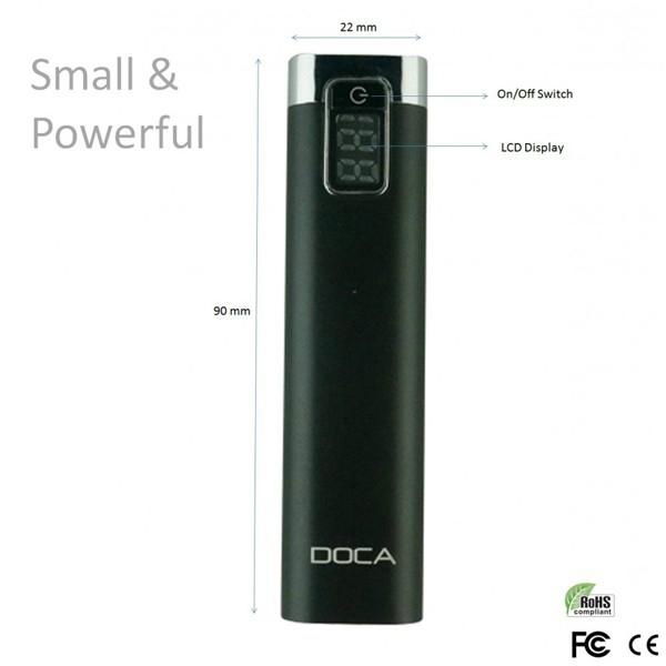 DOCA D516 2600mAh power bank with LED screen for smart phone 5