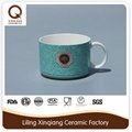 Hot sale cheap 18oz round shape ceramic soup mug 2