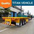 TITAN Tri Axle 40 ton 60ton Flat Bed Trailer for carrying 40ft container 3