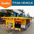 TITAN Tri Axle 40 ton 60ton Flat Bed Trailer for carrying 40ft container 5