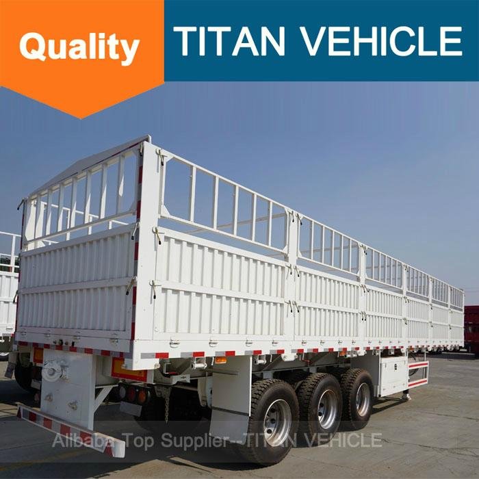 TITAN 3 Axles 40 ton 60 ton Side Wall Flatbed Fence Semi Trailer for carrying 40 3