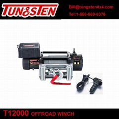 TUNGSTEN T12000 12000lbs auto application wire rope pulling 12v winch