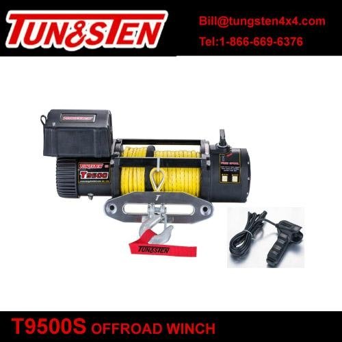 TUNGSTEN T9500S 9500lbs  12v cable jeep auto electric winch with synthetic rope