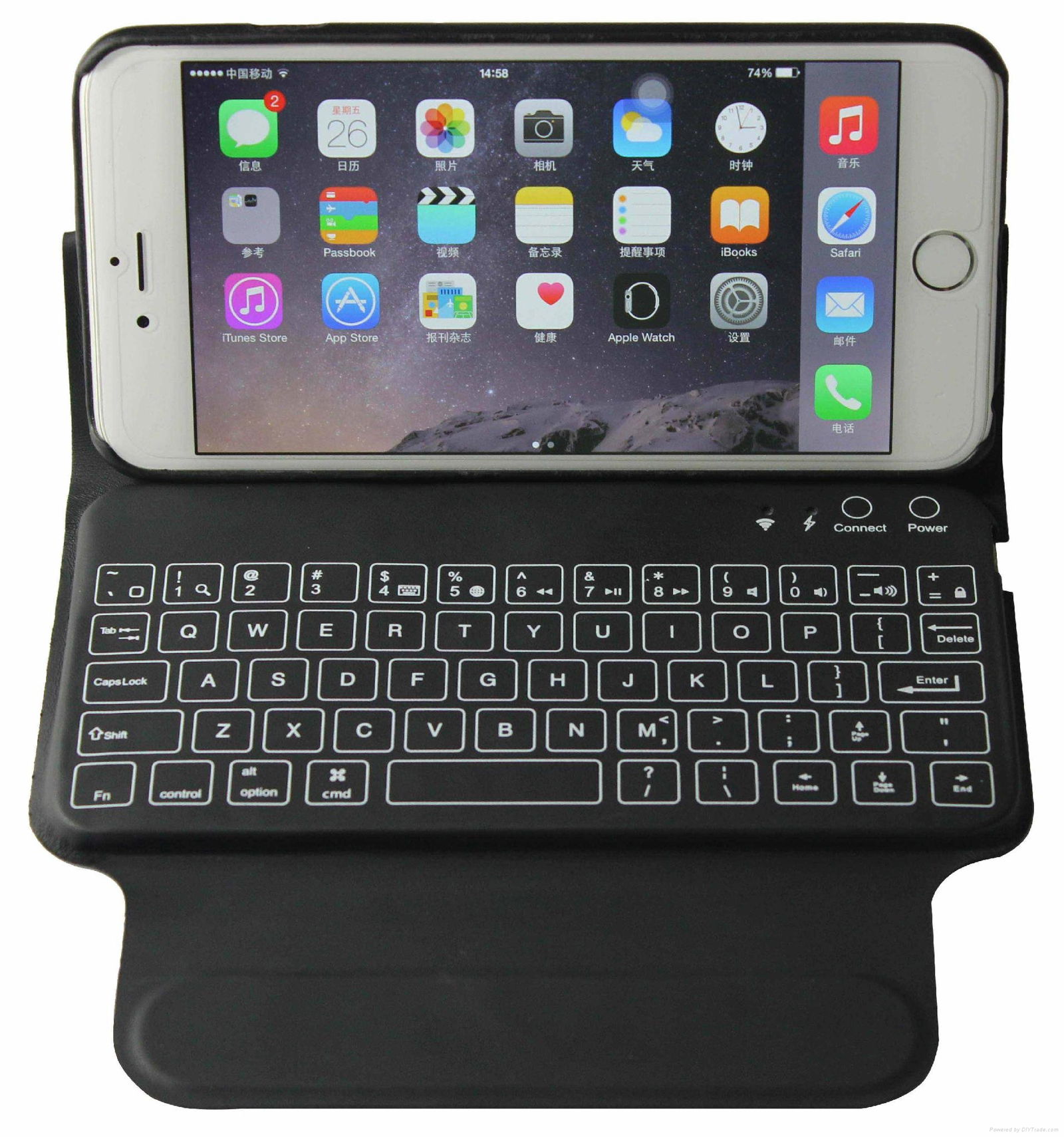 ABS+Leather bluetooth wireless keyboard for Iphone 6 plus  5