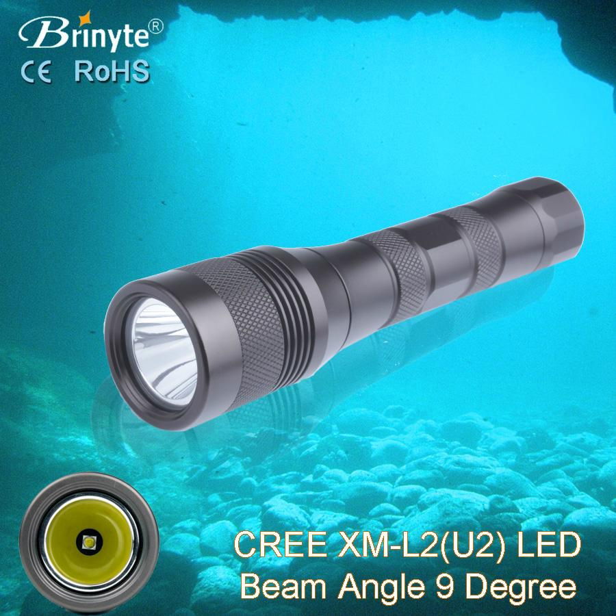 Brinyte portable underwater 200m cree led dive torch 5