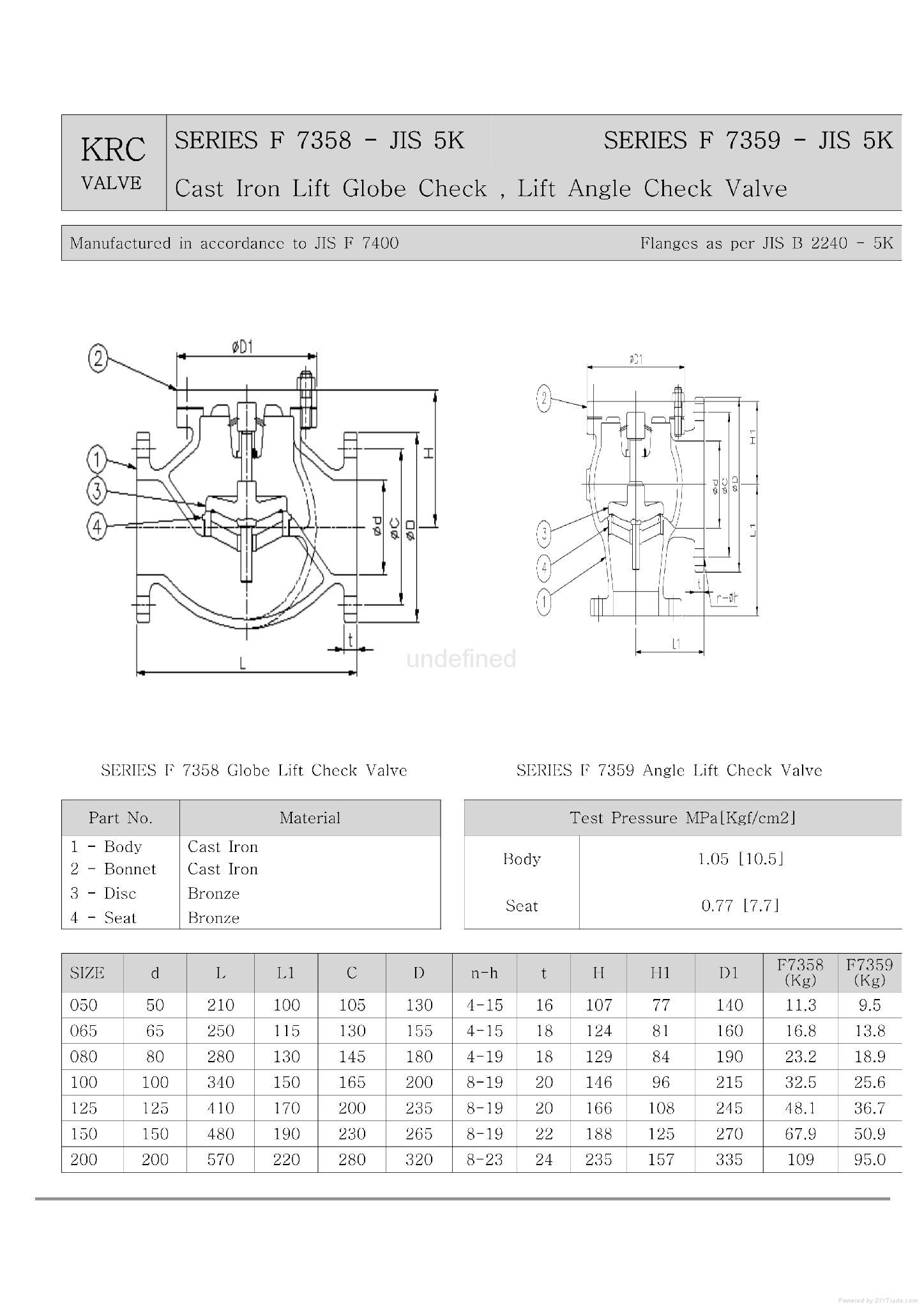 JIS MARINE LIFT CHECK ANGLE  VALVE F7359 2