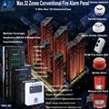 2-wire 24V 32-zone Conventional Fire Alarm System