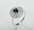 Decent Platinum Plated Sapphire Ring with CZ Side Stone