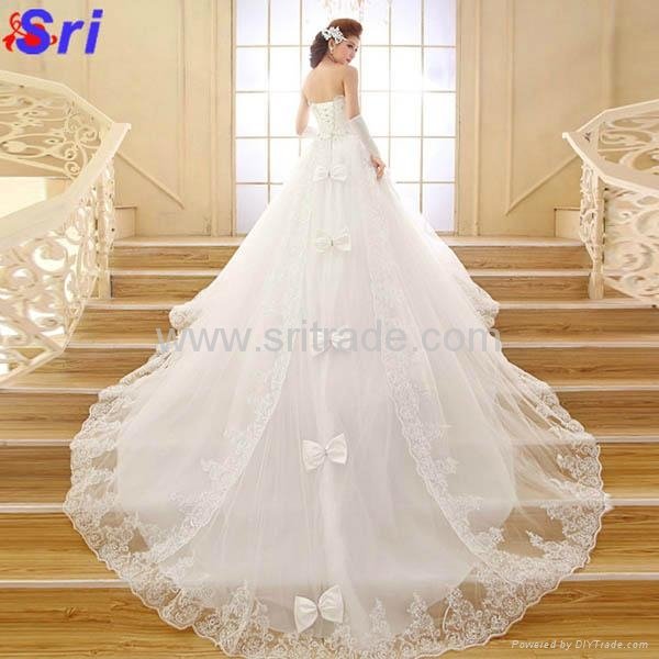 The Bride Wedding Dress 2015 New Arrival Long Trailing Strapless Lace With Backl