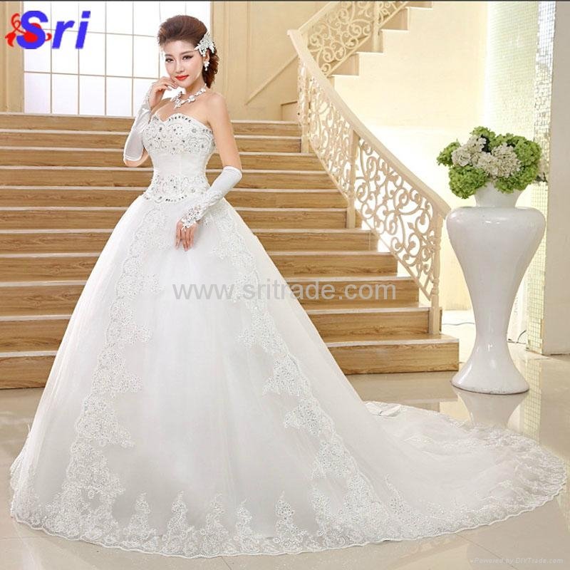 The Bride Wedding Dress 2015 New Arrival Long Trailing Strapless Lace With Backl 2