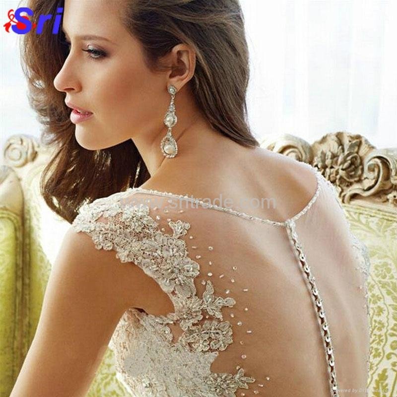 Dreamy Design 2015 Wedding Dresses Lace Mermaid Bridal Gowns V Neck Tank See Thr 4