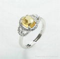 925 Sterling Silver Platinum Plated Colored Gems Ring 2