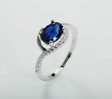 925 sterling silver wholesale blue spinel and zirconia ring