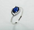  925 sterling silver wholesale blue spinel and zirconia ring