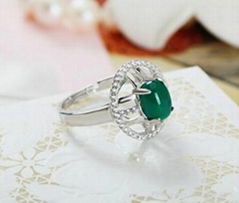 Colorful gemstone antique lucky green agate ring