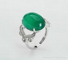 Online get cheap fine gemstone green agate ring