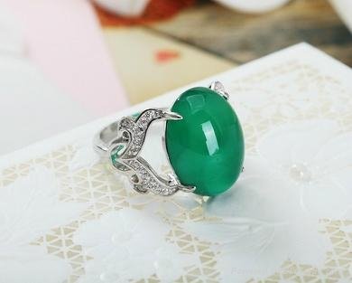 Online get cheap fine gemstone green agate ring 2