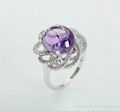 Flower shape ring purple spinel exquisite ring  2