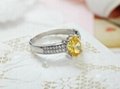 Elliptic yellow Silver Platinum Plated Spinel Ring 1
