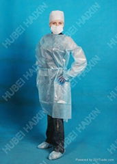 disposable non woven PE Isolation Gown(blue) waterproof