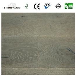 Grey Brushed European Oak Engineered Wood Flooring