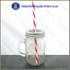 16oz Glass Mason Jar with Handle for Drinking 