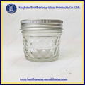 4oz Quilted Glass Mason Jar with Daisy Cut Lid 