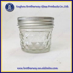 4oz Quilted Glass Mason Jar with Daisy Cut Lid