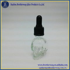 Clear Skull Glass Dropper Bottle with Childproof Cap 