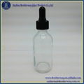 2oz Clear Boston Round Glass Dropper Bottle for E-juice 