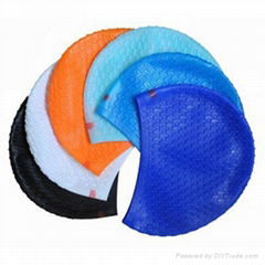 2015 Fancy customized logo printing silicone swim cap, ear protection swim cap