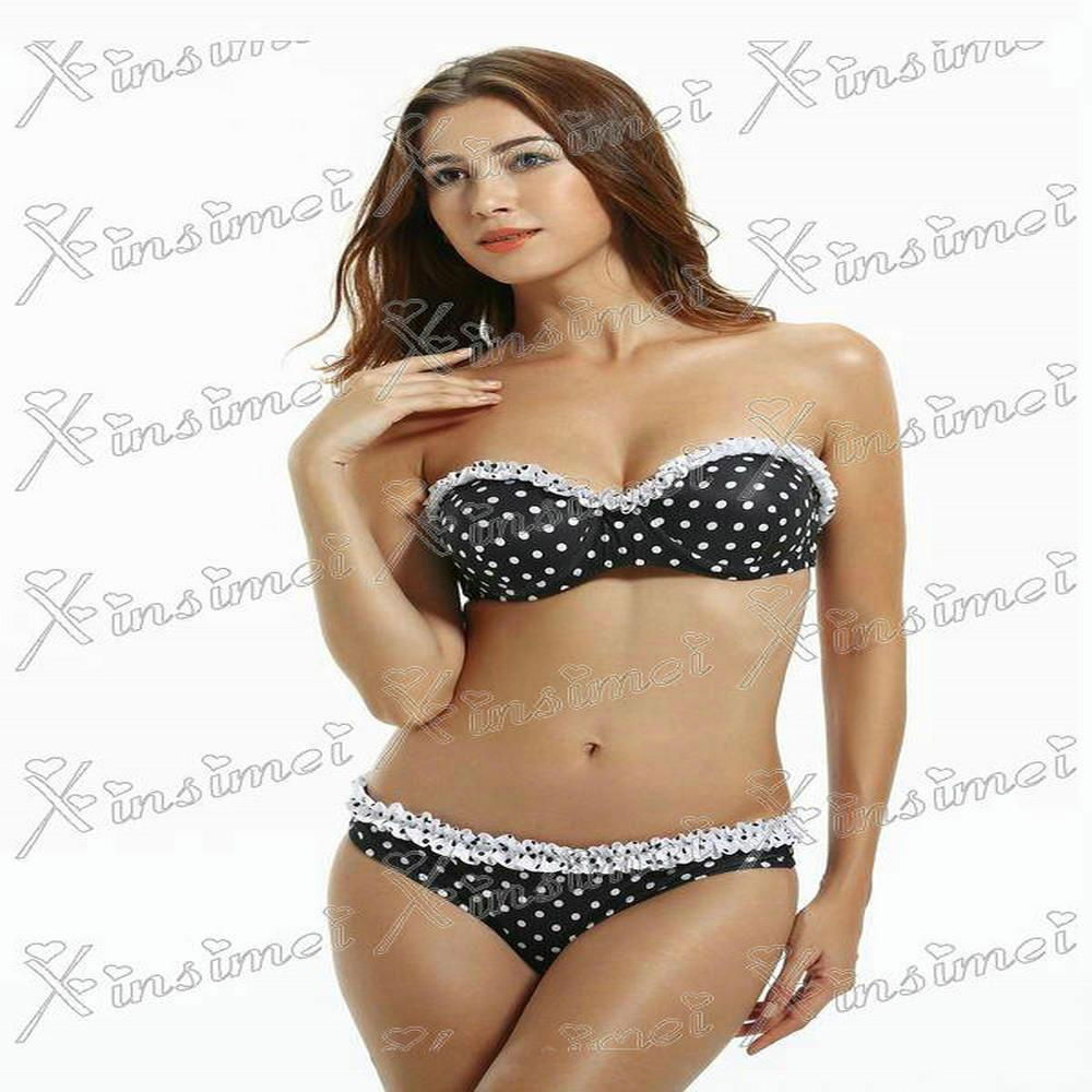 2015 Lastest Design Hot Fashion Sexy Girl Bandeau Bikini Retro 4