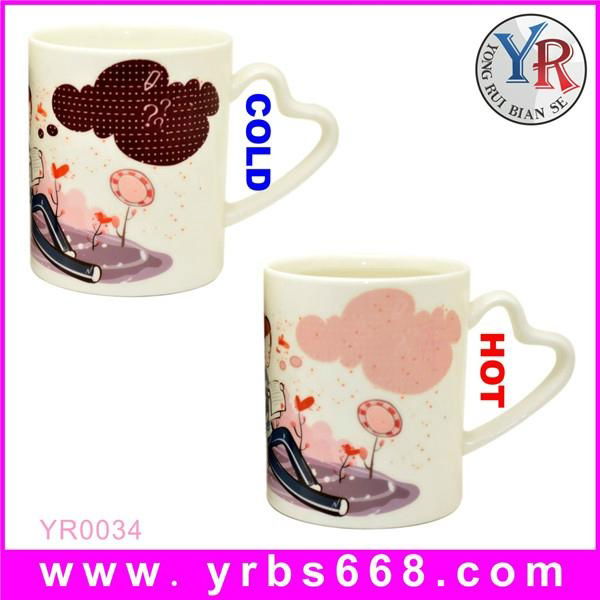 Custom Design Color Changing Mug with Heart Handle