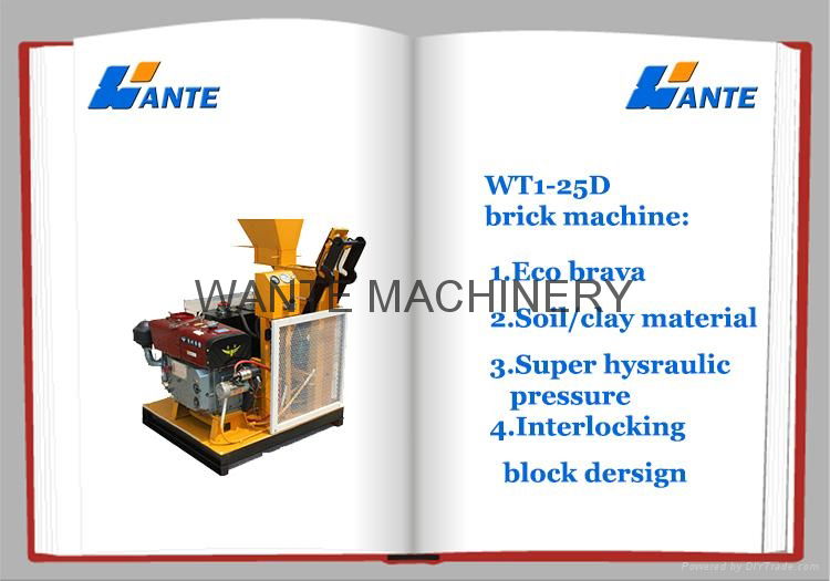 China Machinery WT1-25 cameroon interlock brick machine price from Linyi Wante M 4