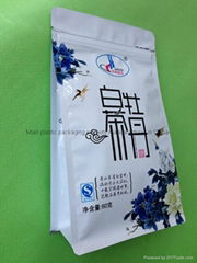 plastic stand up zippered tea packaging bag