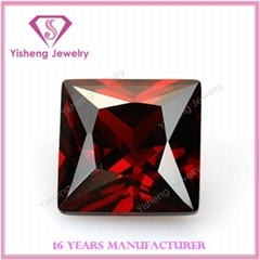 Square Princess Cut Red Garnet Synthetic Gems Stones