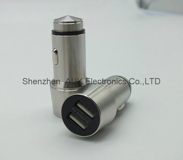 2usb 5a 25w/3a 15w Stainless Steel Car Charger  with Smart IC 4