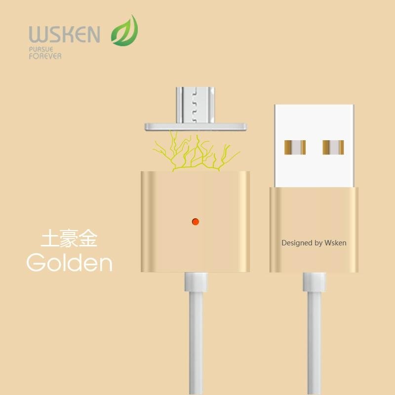 wsken smart double metal magnetic charging cable for mirco usb