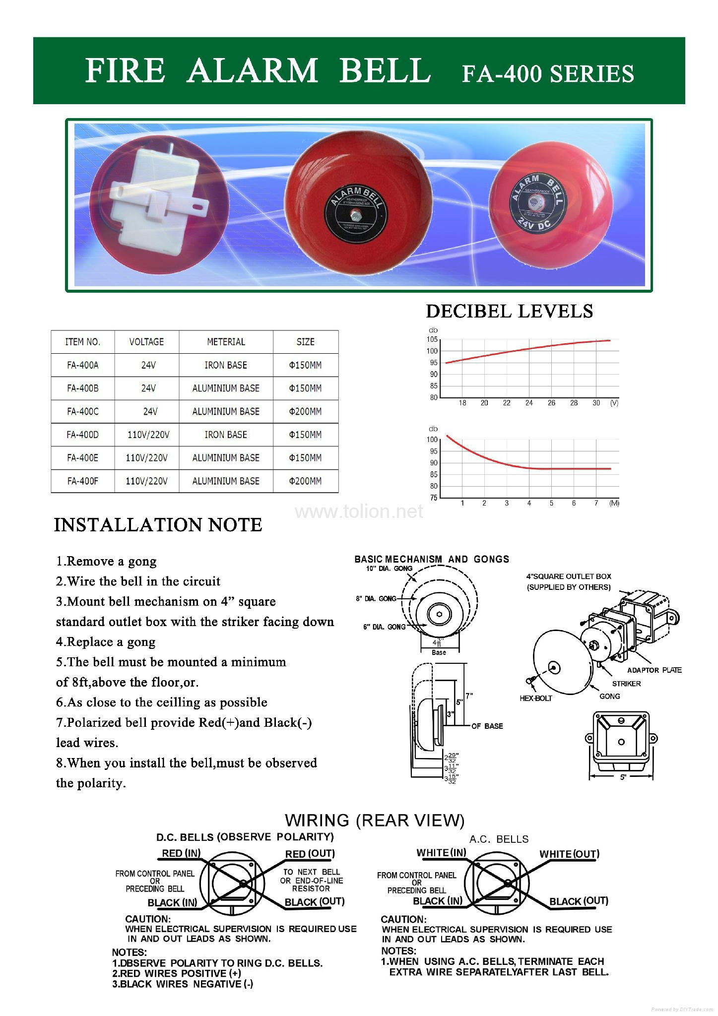 Hot Selling Alarm Bell 220V Outdoor Fire Alarm Bell 3