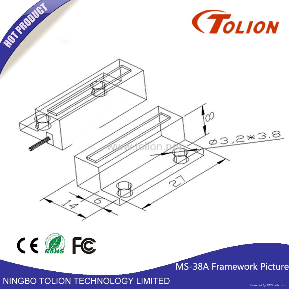 TOLION MS38A surface mount magnetic contact with CE ROHS FCC certificates for do 2