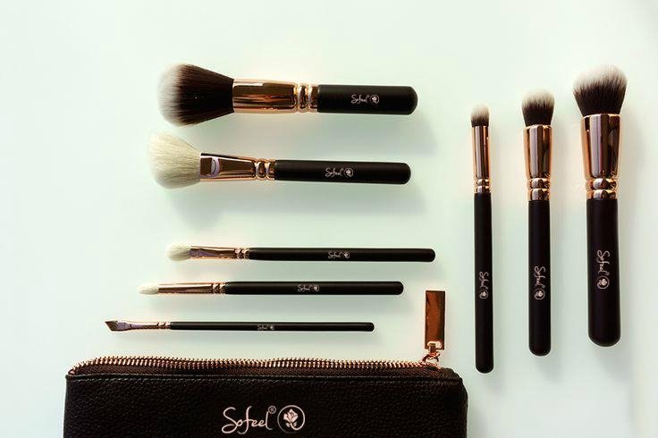 8pcs rose gold makeup brush set with leather pouch bag  5