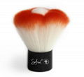 Face makeup flower kabuki brush with leather pouch bag  5