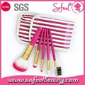 5pcs mini makeup brush set with leather pouch bag 