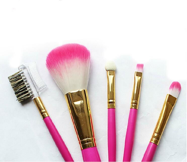 5pcs mini makeup brush set with leather pouch bag  4