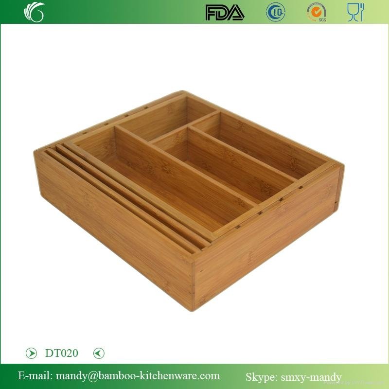 Bamboo Cutlery Tray, Bamboo Storage Organization 5